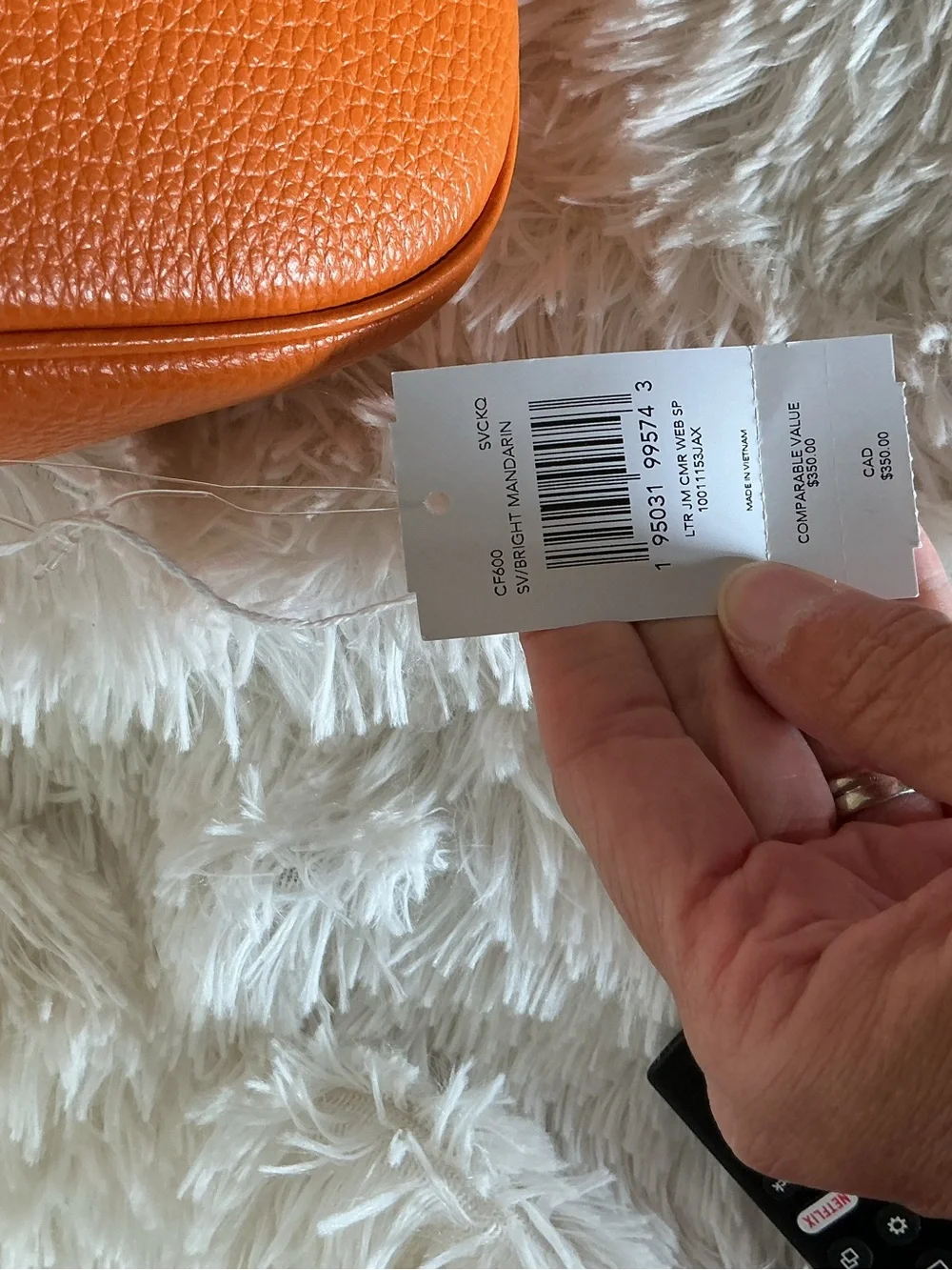 Coach Pebbled Leather Crossbody Camera Bag in Orange with Branded Strap